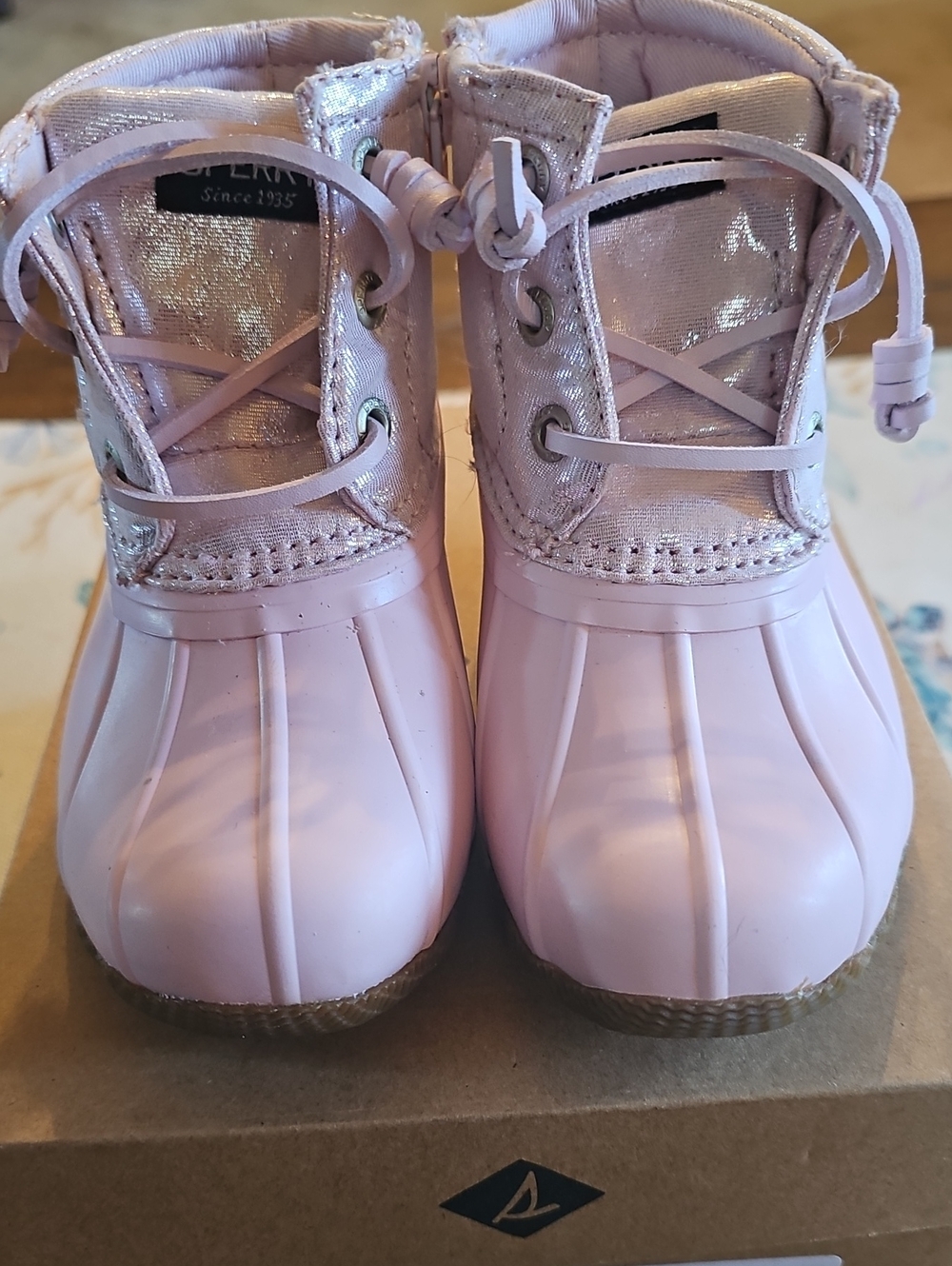 SPERRY TOP-SLIDER SALTWATER BOOT BLUSH TODDLER GIRL SIZE 8 NWB
